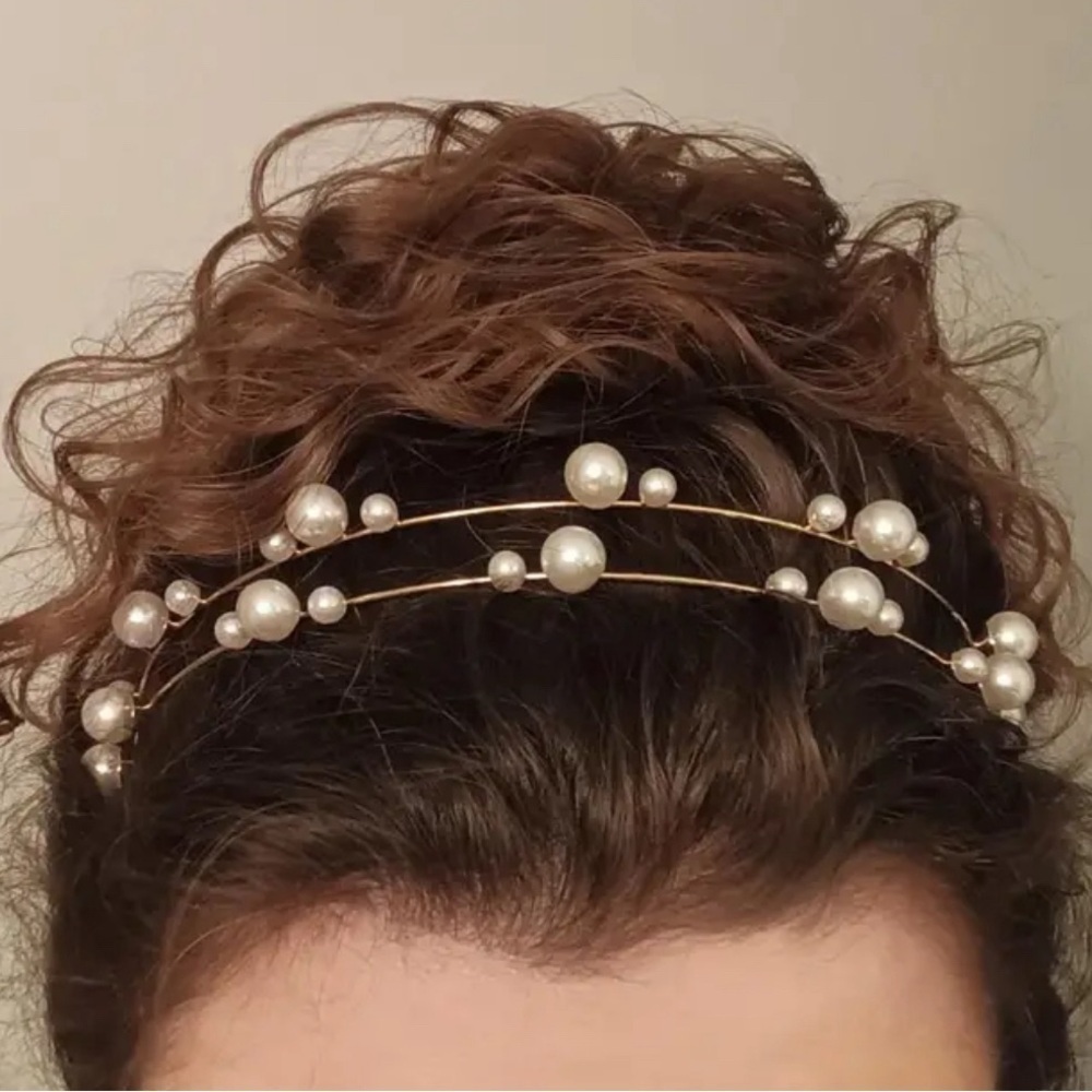New double row faux pearl Headpiece Wedding  ✨💕✨